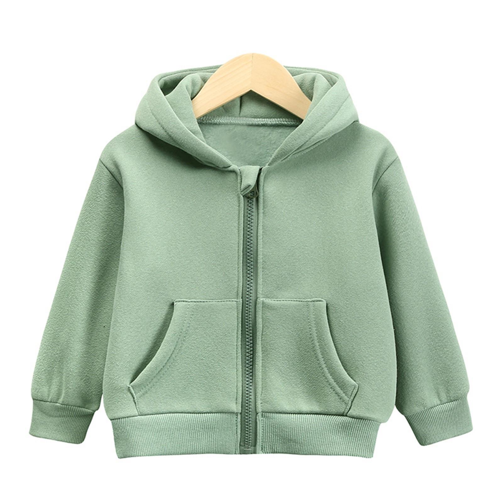 

Детская модная однотонная повседневная куртка с длинными рукавами, толстовка с капюшоном на молнии 130 зелёный