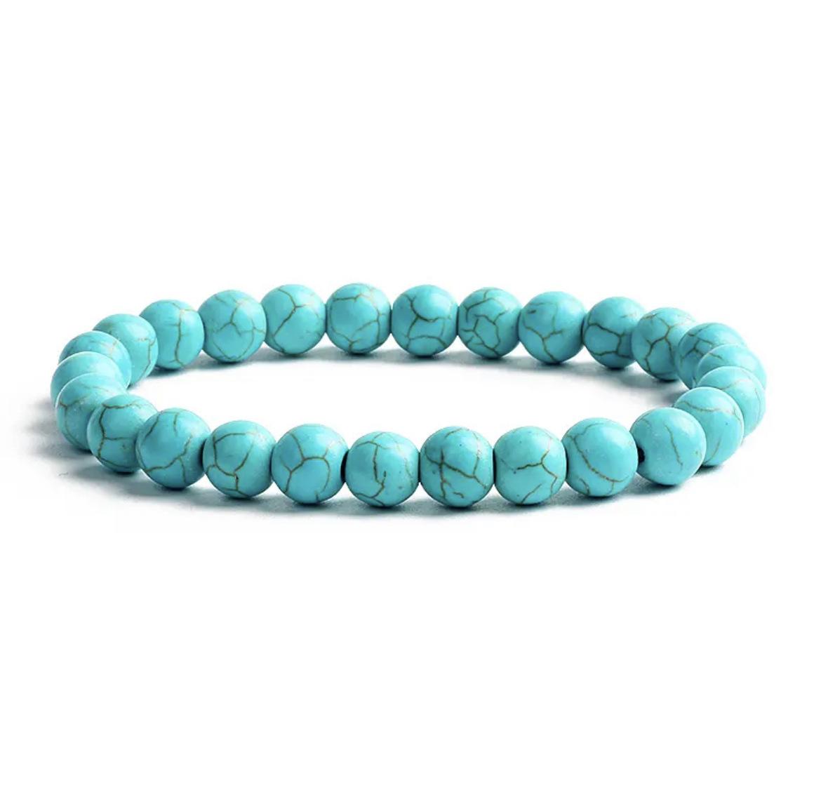Braccialetti di perline di turchese bohémien per donne Braccialetti irregolari di cubo di pietra naturale Reiki Gioielli di guarigione per l'assistenza sanitaria