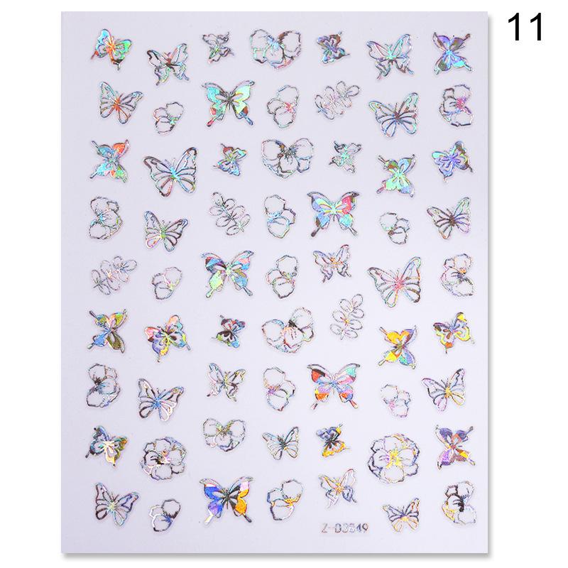 1pc 3D Nail Stickers Spring Summer Natural Flower Leaves Simulation Dried Flower Dragonfly Nail Applique Water Slides Decoration