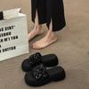 Sense Sequined Muffin Bottom Slippers Women's Summer Wear One Word Women's Platform Sandals Semi-cool Slippers New