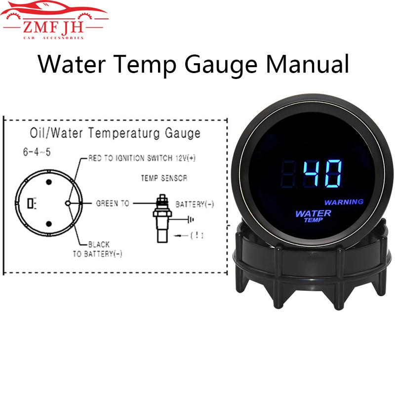 Digital 52mm Water Temperature Gauge with Alarm+Sensor Water Temp Joint Pipe Sensor Hose Adapter Gasoline Racing Car 12V
