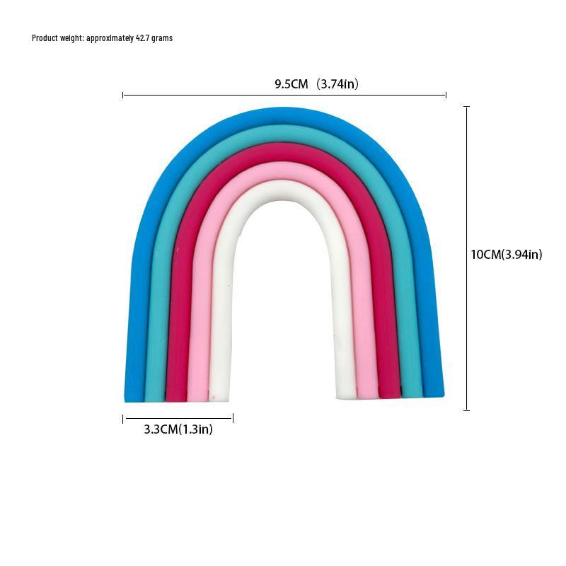 Versatile Rainbow Arch Cake Topper: Colorful Cartoon Forest Style Red Pink Rubber Ornament