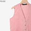 ZANZEA Women Sleeveless Vest Tops and Long Pants Casual Two Piece Suit Sets