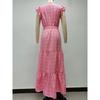 Maxi Abito Estivo Boho da Donna con Stampa Floreale Ditsy, Scollo a V, Vita Alta, Maniche a Volant, A Balze, Casual, per Vacanze al Mare