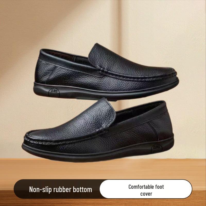 Neue Herren-Slip-on Leder Business-Schuhe: Ohne Schnürsenkel, Dicke Sohle, Perfekt für Hochzeiten und Vorstellungsgespräche. Idealer britischer Freizeitstil.