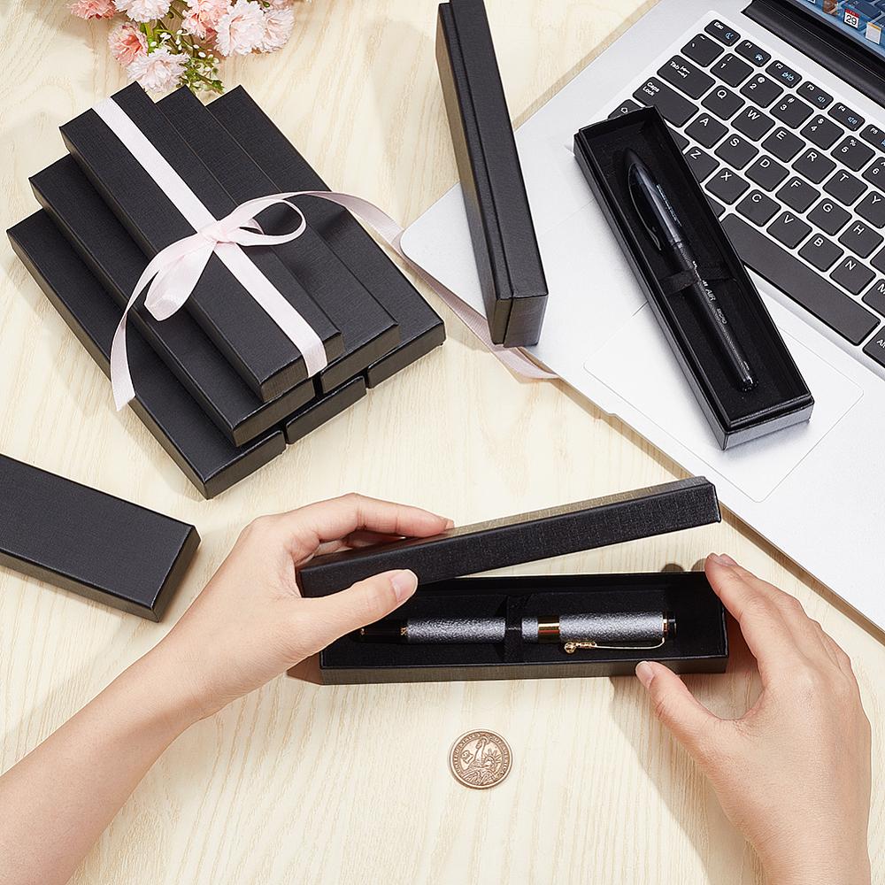 18pcs Cardboard Pen Package Boxes Pen Gift Boxes Rectangle Black 17.4x4.4x2.2cm