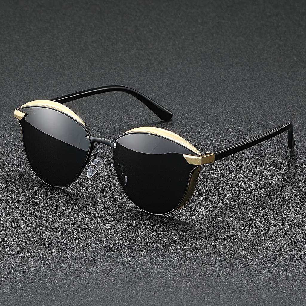 High-quality Sunglasses For Both Men And Women, Featuring Golden Frames, Suitable For Hiking, Driving, Fishing, And Photography.