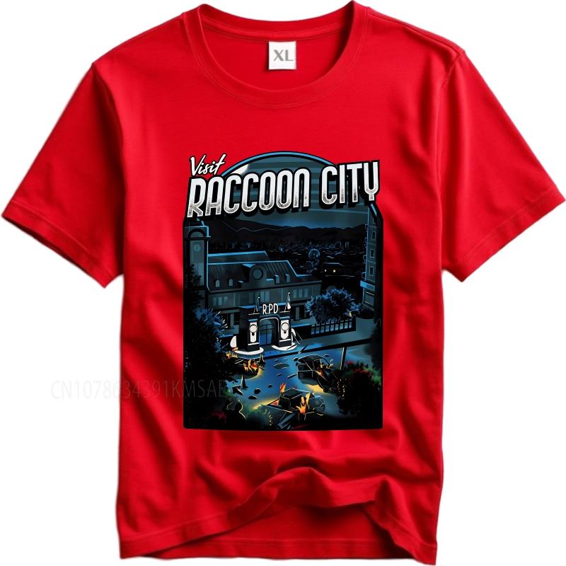 Plus Size summer For man tshirt Visit Raccoon City Night Scene Short Sleeve Workout Oneck Tee shirt summer cotton men tshirt S