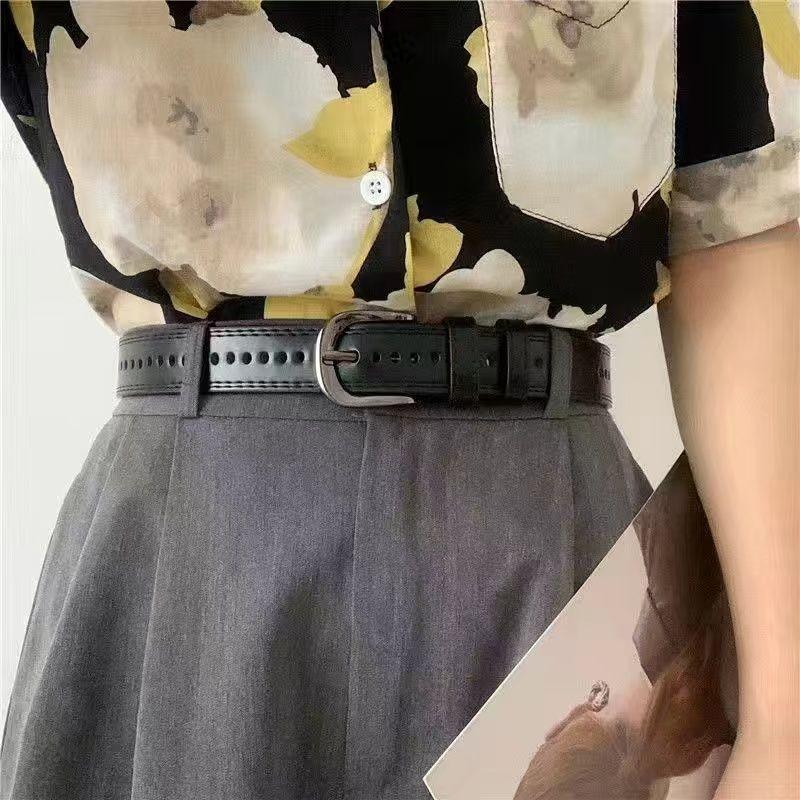 Womens Adjustable Classic Pu Waist Belt With Full Hole Design For Wear Everyday