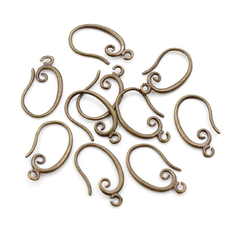 10pcs 19x11mm High Quality Classic 8 Colors Plated Brass French Earring Hooks Wire Settings Base Settings Whole Sale