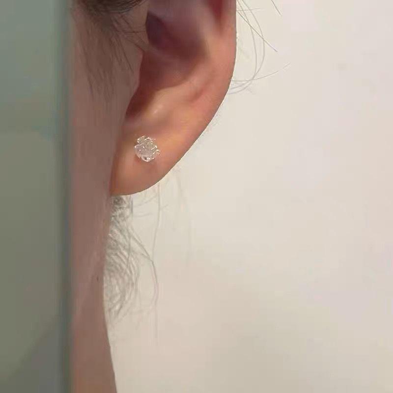 1Pair French White Camellia Flower Earrings For Women Summer Jewelry Accessories Gifts Temperament Sweet Stud Earrings