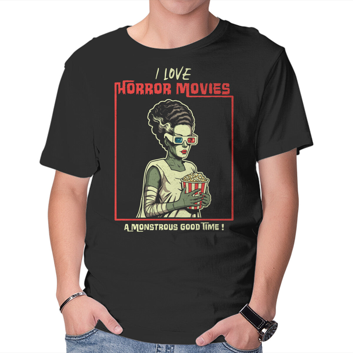 Unisex Crew Neck T-Shirt Love Horror Movies Graphic Short Sleeve Casual Tee L