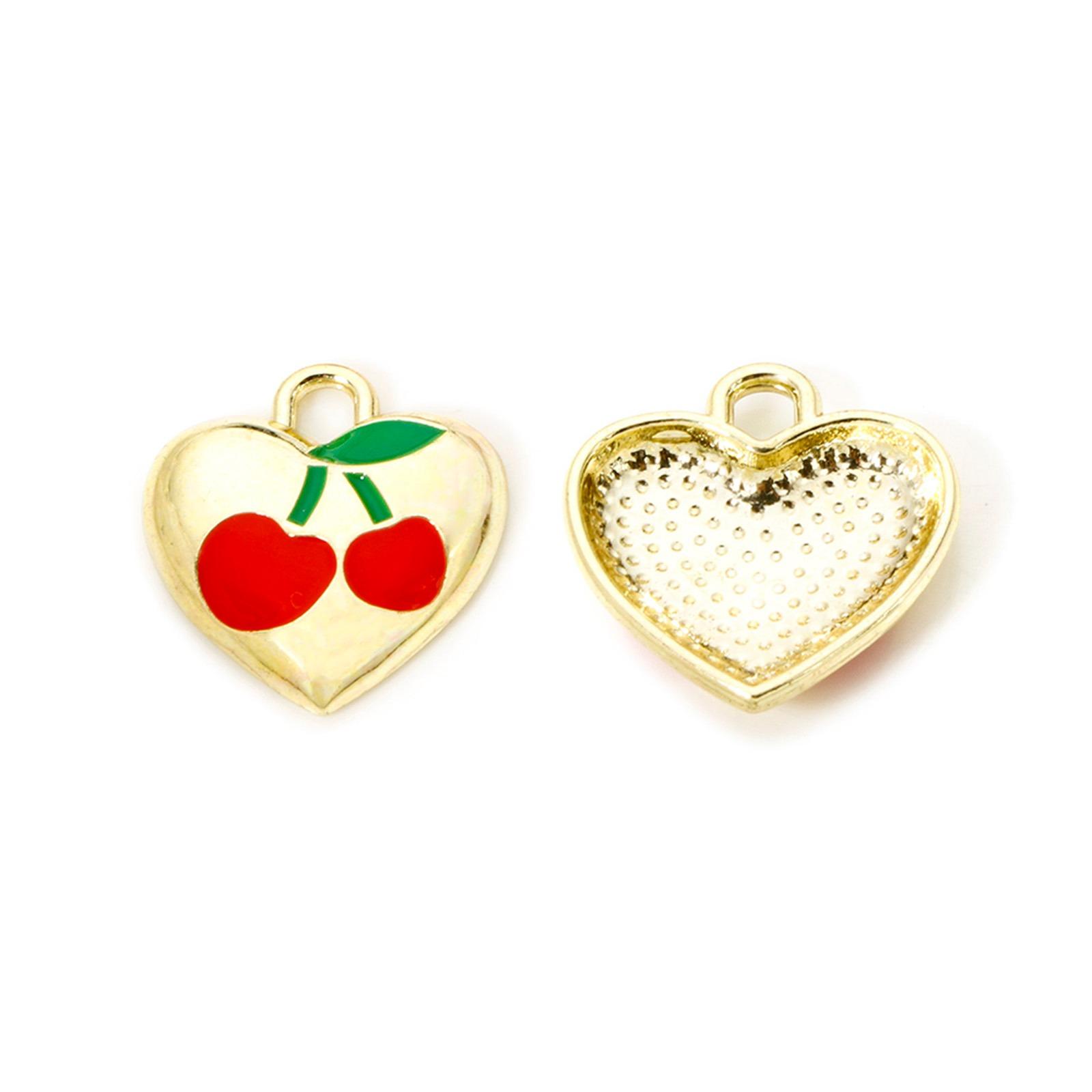 2pcs Peach Heart Fruit Shaped Brass Pendant Multicolor Enamel Charms 18K Gold Color DIY Earrings Necklace for Jewelry Making