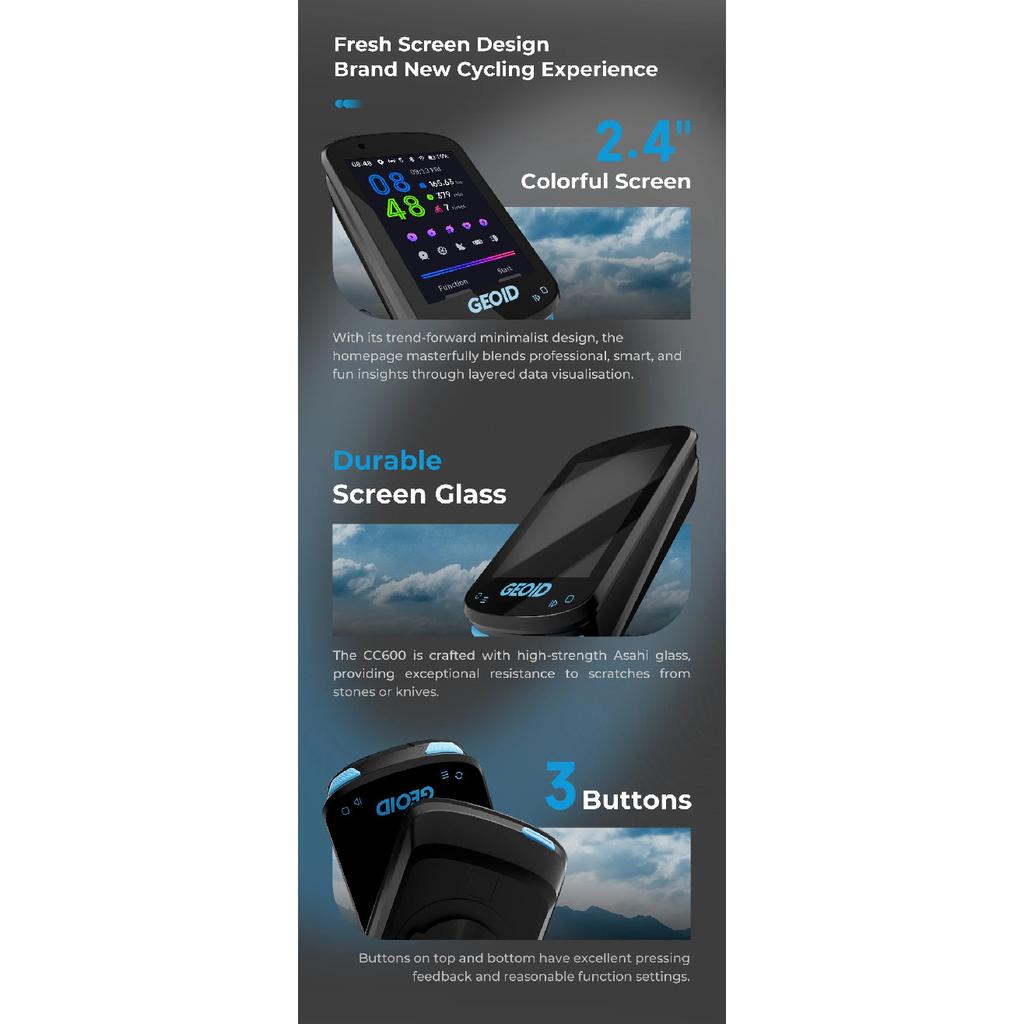 GEOID GPS Bike Computer Smart Navigation Color Screen Odometer Wireless ANT+ WIFI Cycling Speedometer