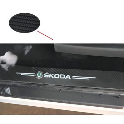 SEHX4 4Pc Car Threshold Protector Door Sill Cover Sticker For Superb Octavia MK2 MK3 2 3 A5 A7 Fabia VRS Karoq Kodiaq Rapid Yeti