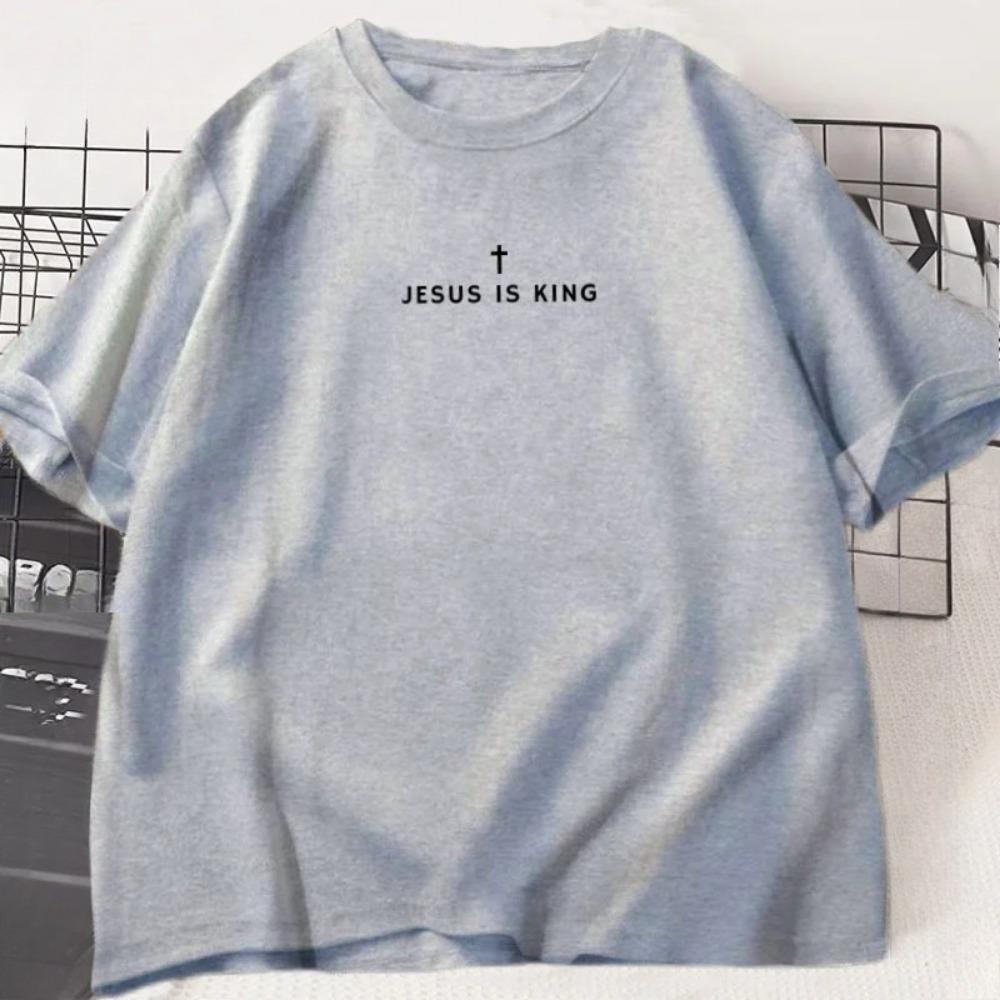 Jesus Is King Christian T Shirt Men Women Christian Merch Jesus T-Shirt Faith Short Sleeve Round Neck Graphic Tees