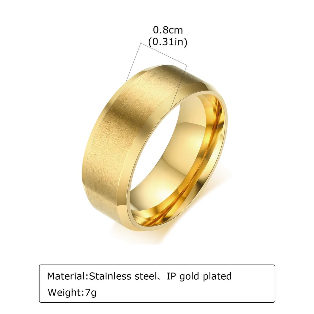 6mm 8mm Stainless Steel Rings Gold Color Brushed Surface Wedding Ring for Men Women Couple Engagement Finger Jewelry Gifts