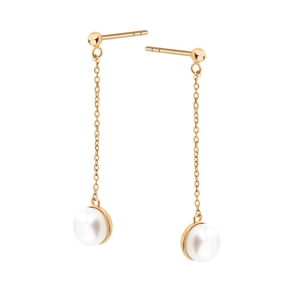 Gold-Plated Silver Hanging Earrings with Pearls 925 Ksn55805Y