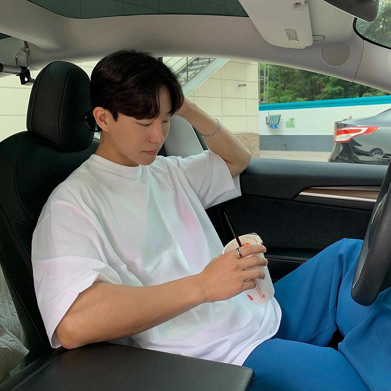 

350G Хлопок Плотная Футболка с Маленьким Горлом Мужские Корейский Стиль Однотонные Толстые Повседневные Футболки XXL белый