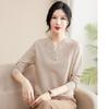 Middle-aged and elderly women's ice silk knitted shirts, mother's summer clothes on Mother's Day, new short-sleeved shirts