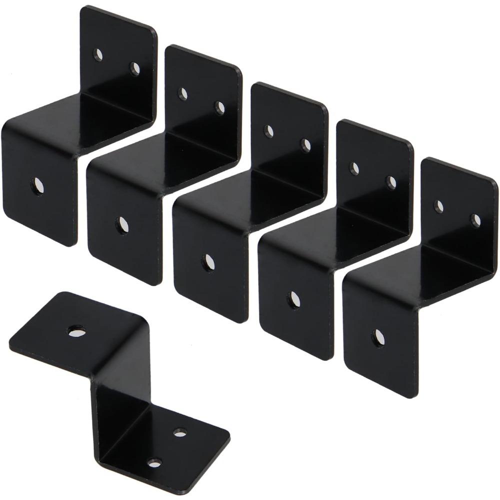 6 Stück Schwarze Z-förmige Eisenhalterung, Doppelte Winkelmontagehalterung, Klemmart-Befestigungsmaterial mit Schrauben für Regal