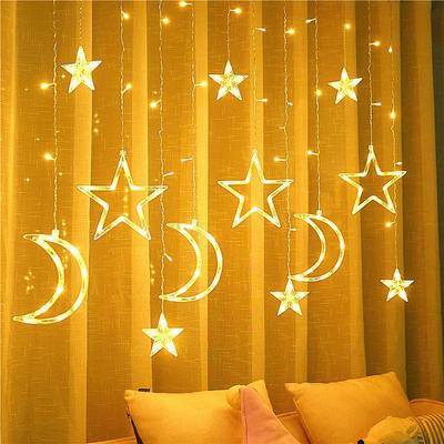 Funkelnder Stern Mond Lichtervorhang - Lichterkettennetz für Schlafzimmer & Kreative Dekoration