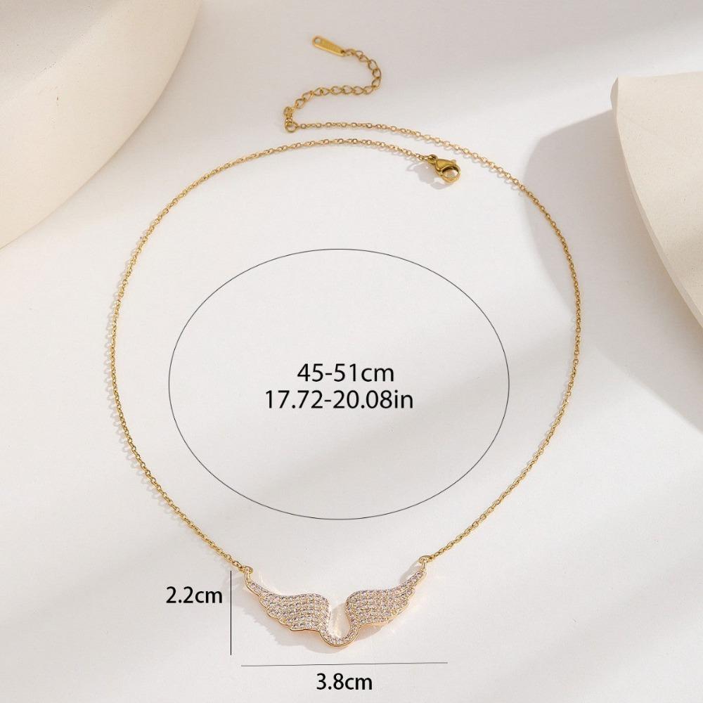 Squisita Lussuosa Brillante Piena di Zirconi Colore Oro Ali d'Angelo Ciondolo Collana per Donne Moda Designer Gioielli Accessori