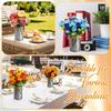 12pcs Petite Farmhouse Vase Decor Vintage Flower Vase with Twine Bow Rustic Galvanized Buckets for Artificial Flowers for Table Centerpiece Weddings
