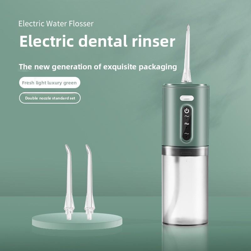 

Oral irrigator stone removal teeth washing machine water floss electric tooth impulse portable teeth washing machine green-Double nozzle