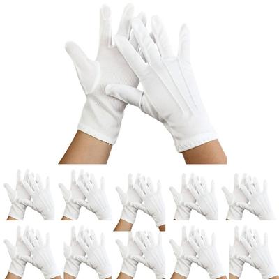 RERACO Formal White Gloves with 10 Solid for Hotel Bus and Ceremonies Non-Slip Back, Pairs, White, Cotton, Color, Thin, Sweat-Absorbent, Staff,