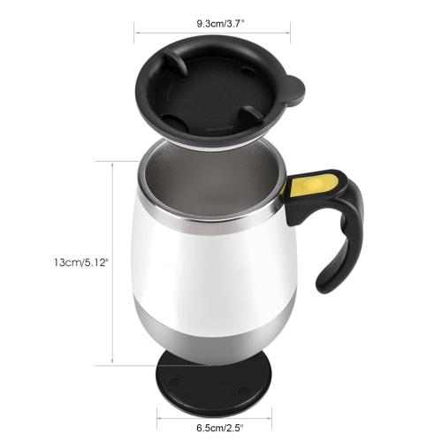 Xuuyuu Automatic Mixer Cup, Stainless Steel Mug with Insulation, Automatic Magnetic Stirring Cup, Automatic Stirring, and Keeps Hot Water Warm (White)