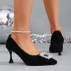 Elegantes High Heels Crystal Square Buckle Mary-Jane Style Pointed Toe Stiletto Heel Suitable for Party&Office Formal Occasions