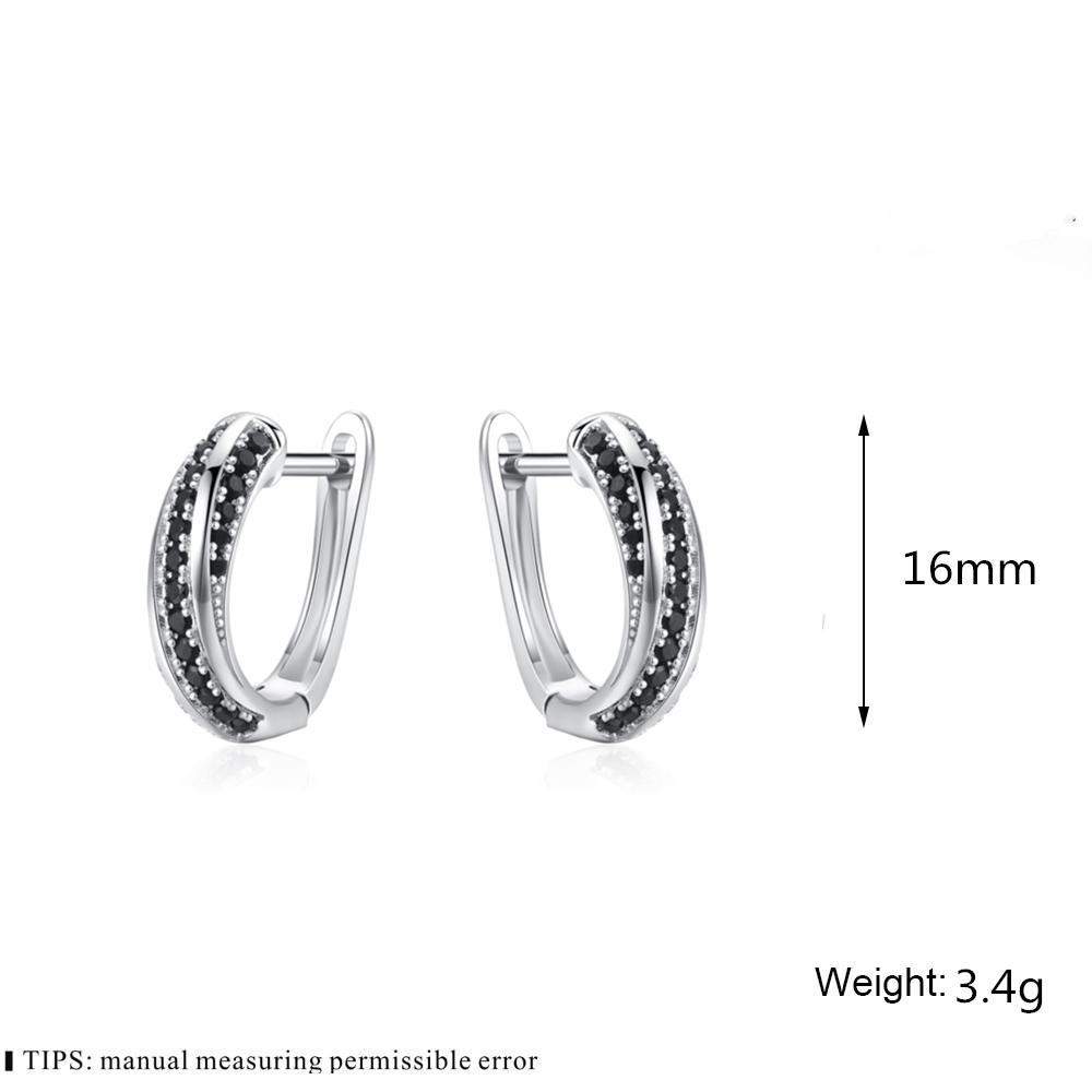 Black Awn New Classic Silver Color Round Trendy Spinel Engagement Hoop Earrings for Women Jewelry I181