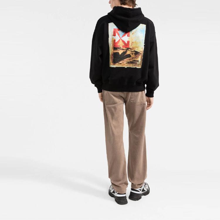 Off-White Bluza z kapturem z nadrukiem logo i malarskim nadrukiem strzałki OMBB085F21FLE0121084