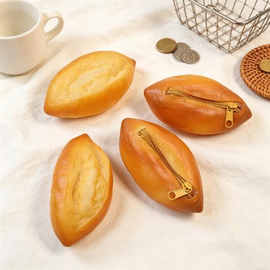 Münzbörse, Mini-Reißverschlusstasche in Brotform, Reise-Aufbewahrungstasche für Münzen, Schlüssel, Kopfhörer, Kleine Gegenstände