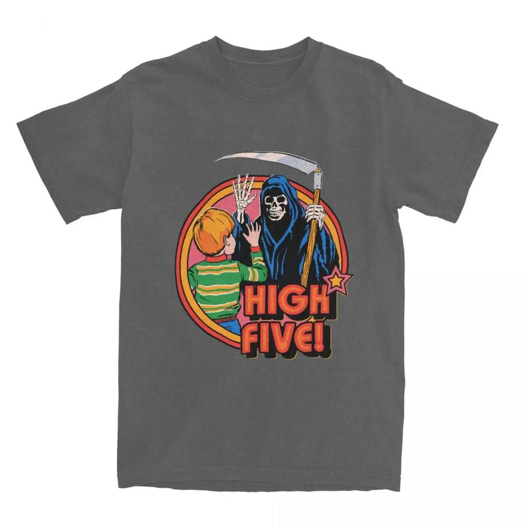 Humor High Five Death Grim Reaper T Shirt Nostalgia Darkness 70s 80s Dark Art Vintage Horror Apparel Vintage Tees T-Shirt
