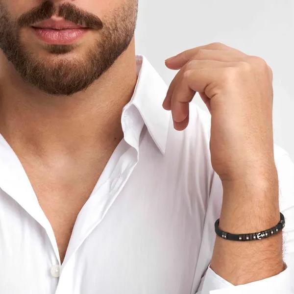 Nomination Bracelet City Steel Rubber Black Satin (Anchor) 028814/002