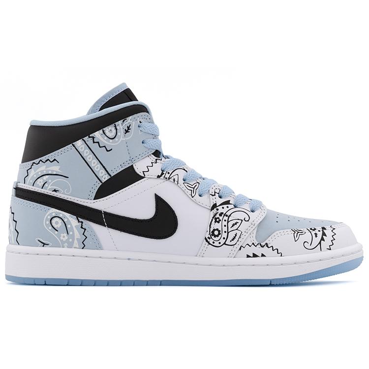 Jordan Air Jordan 1 Mid Top Skateboard Shoes Men's Black White Blue DV1308-104(Team-A)-Random Packaging Bags