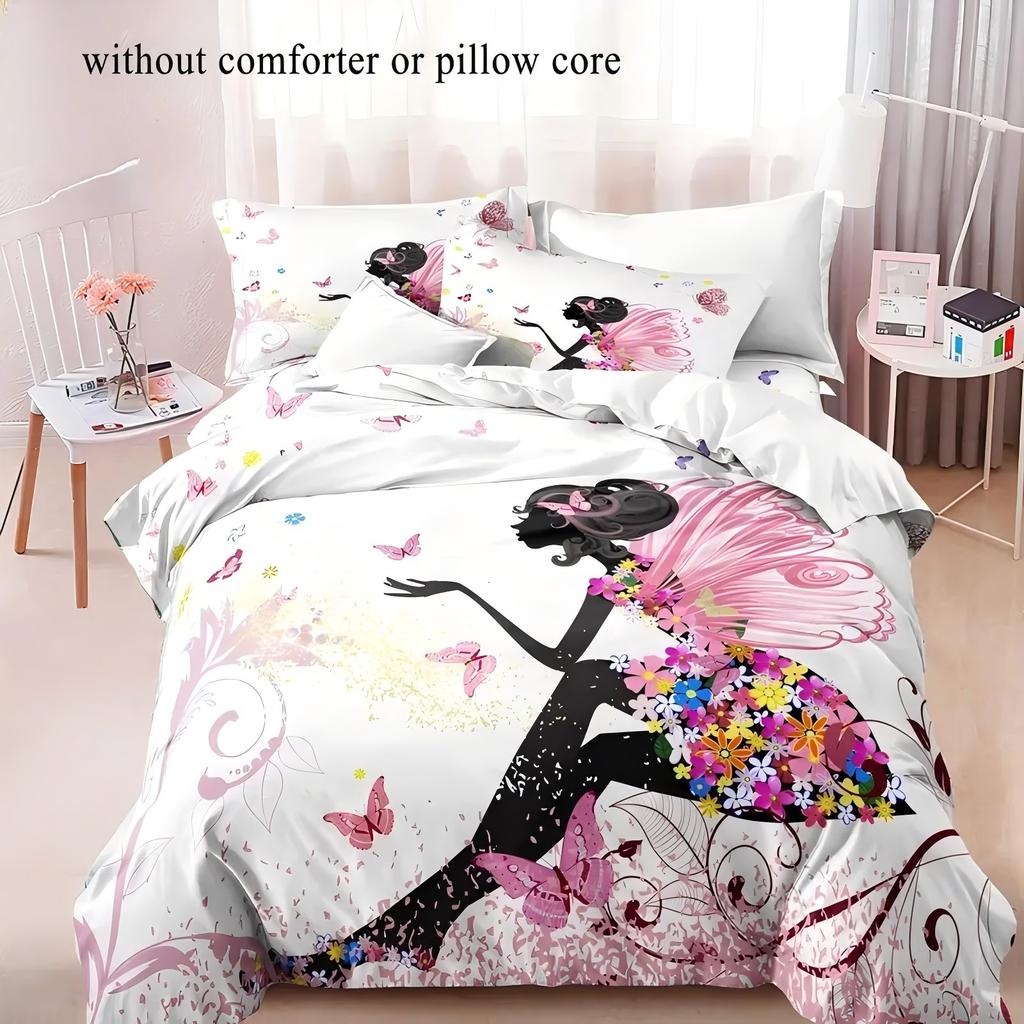 Butterfly Fairy 3D Printed Quilt Cover Sets Cute Elegant Gorgeous Simple Duvet Cover Pillowcases Soft Home Textiles Bedding Set