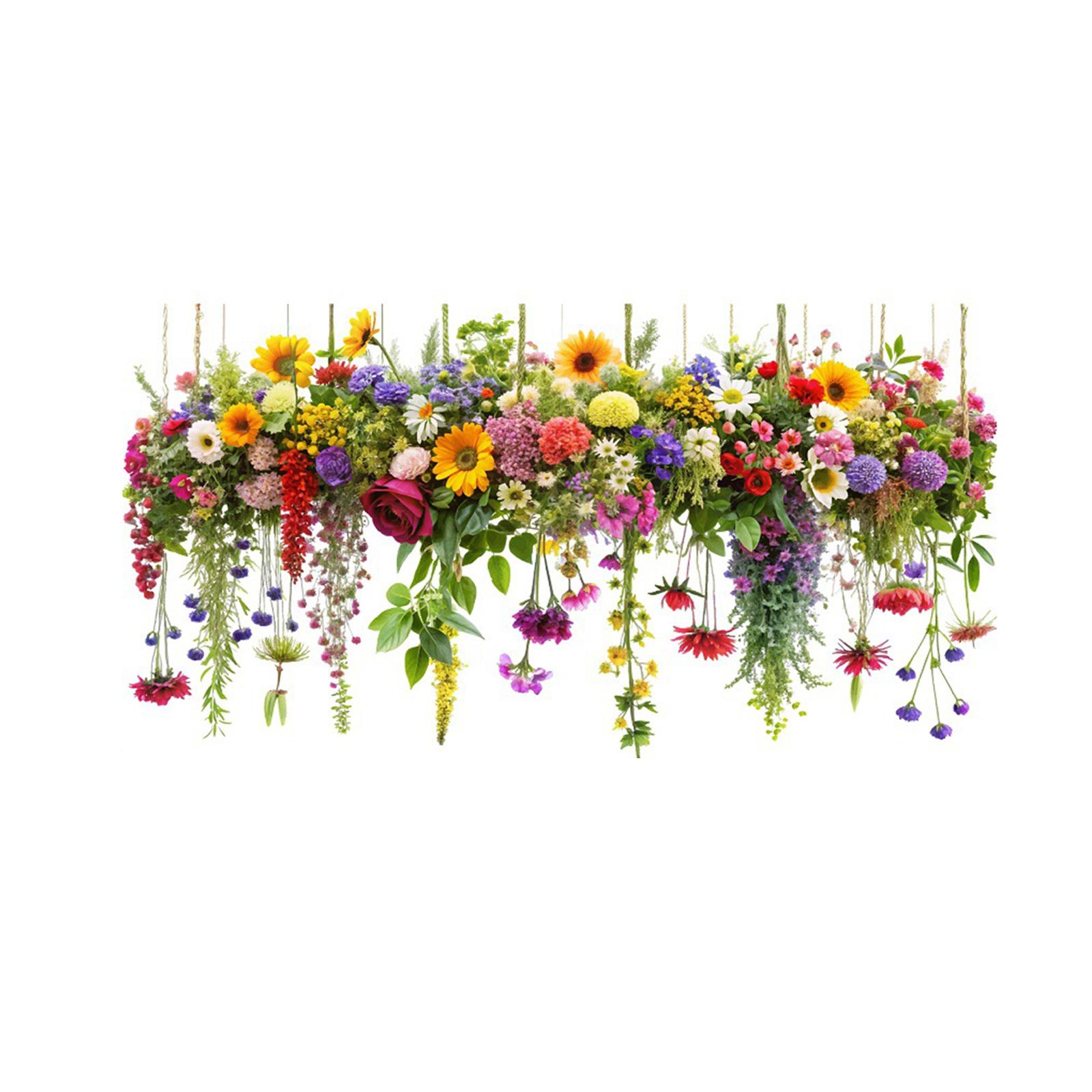 

12’ X 24‘ Sunlight Colorful Static Glass Stickers, Fresh Retro Flower Vine Double-sided Visual Window Stickers One Size