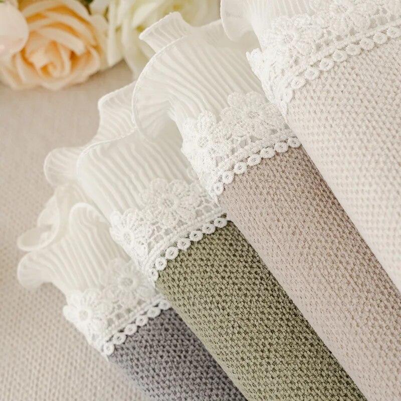 Nordic Solid Color Lace Skirt Sofa Cushion Four Seasons Universal Non-slip Leather Sofa Cover Chenille Back Cushion Cover Cloth