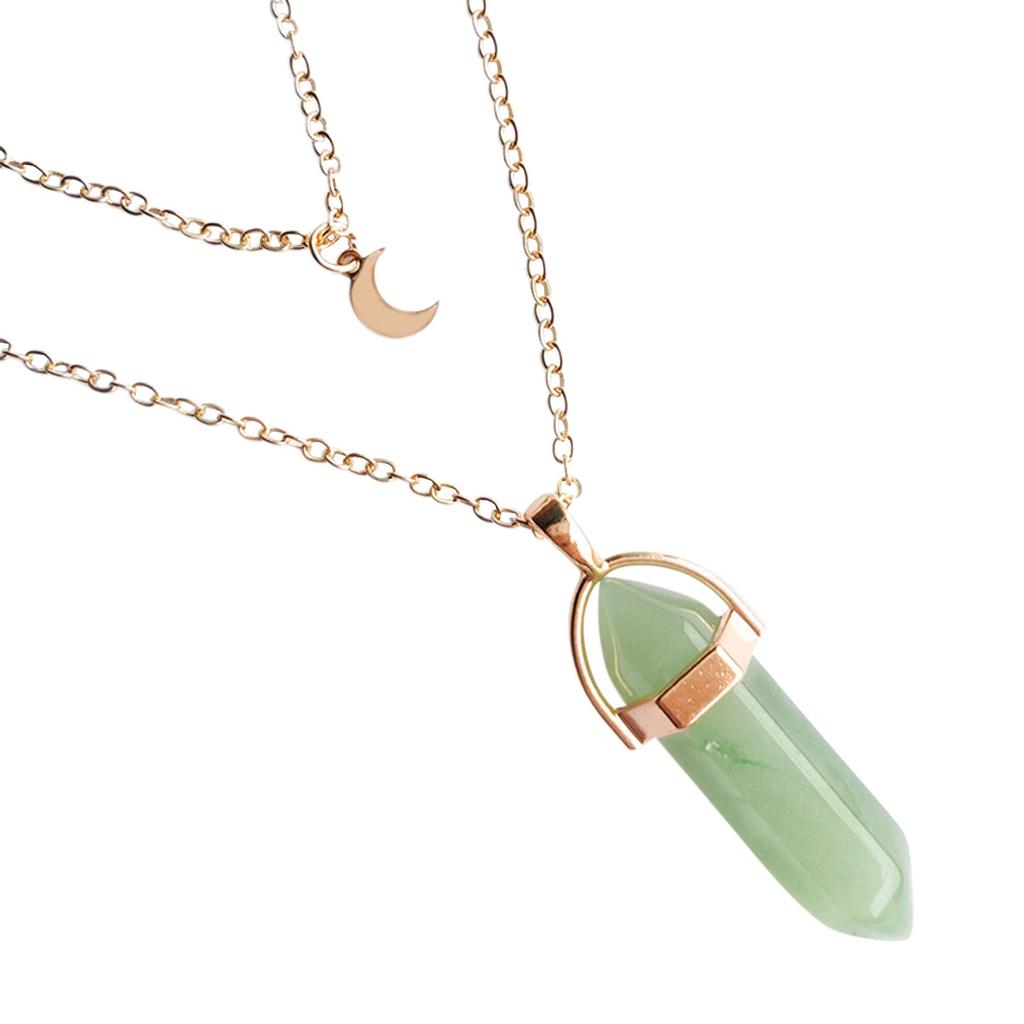 Multi Layered Necklace Hexagonal Bullet Gothic Natural Stone Moon Supernatural Pentagram Choker Pendant Women Gifts