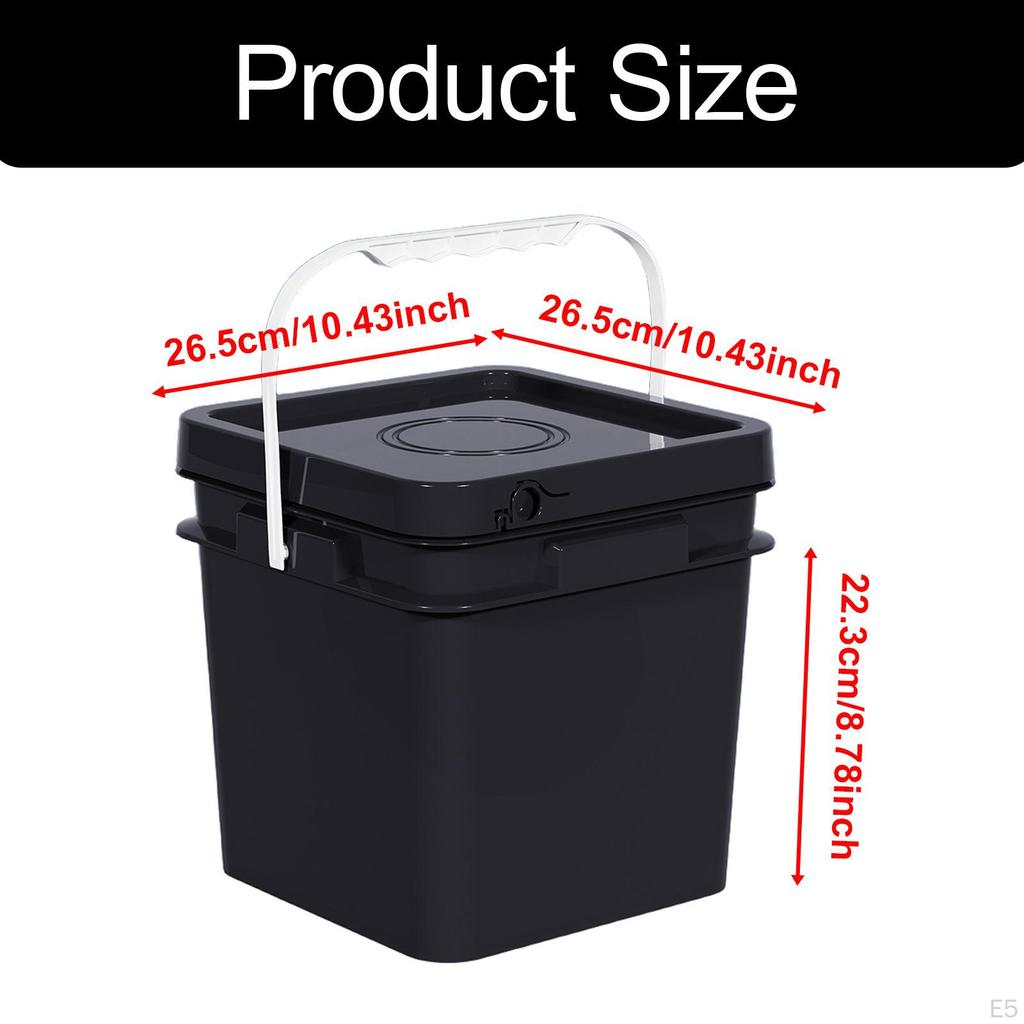 Empty Stackable Square Pail with Lid, Useful in Industrial Settings and Beyond