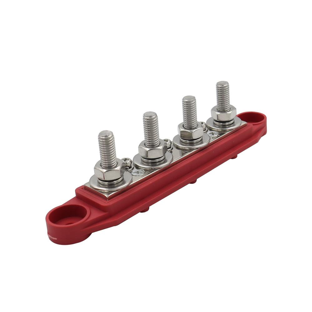 1pc Red M8 5/16" 4 Stud Power Distribution Block For Automobile RV Boat Yacht