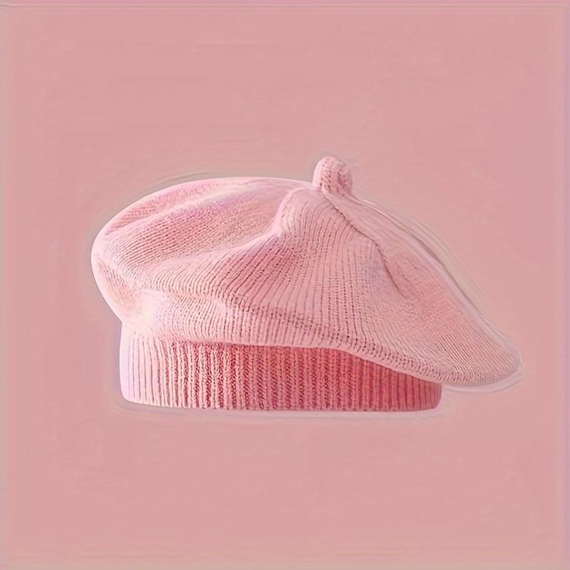 Fashion Cute Baby Knitted Beret Hat Solid Color Children's Warm Hats Autumn Winter Cap For Kids Outdoor Bonnet Accessories Gift