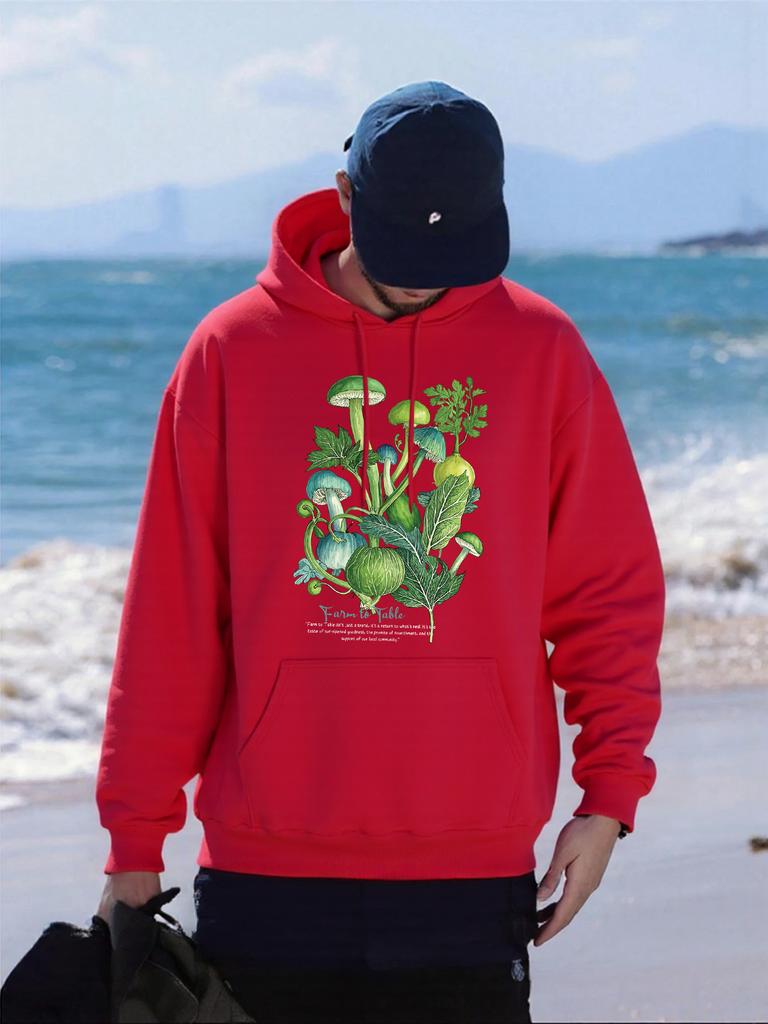 Farm Of Table Vegetable Printing Men Hoodies Fleece Casual Hoody Multicolor Loose Streetwear All-Match Pocket Man Pullovers