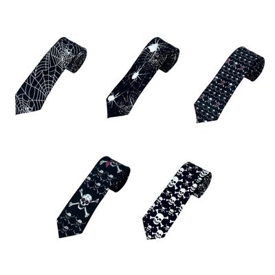 Halloween Skull Spiders Necktie For Costume Parties Family Festival Gathering Matching Outfit Neck Tie for Cosplay Event