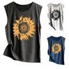 Stylish And Comfortable Women Sleeveless Top With Eye-catching Sunflower Design