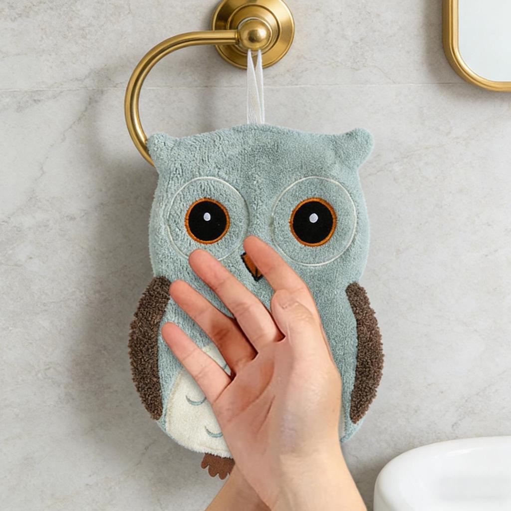 Cute Cartoon Hand Towel, Fabric Wall Mount Hangable Towel for Bathroom Shower Room, Home Hotel Dorm Rental Housewarming Gift