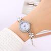 Roman-Scalped Quartz Bracelet Watch Diamond Embedded Adjustable Vintage Round Ladies Watches Gemstone Flower Clasp Alloy Case